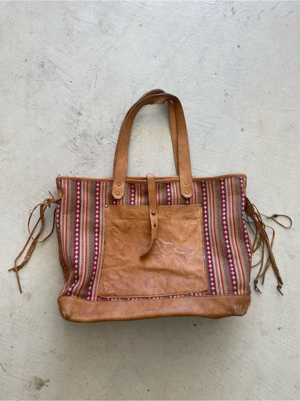 TRASK Leather printed bag flawed